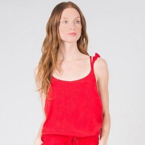 David Lerner Red Ruffle Strap Cami Top